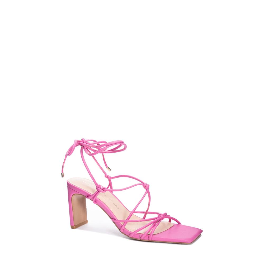 Chinese Laundry 'Yita' Pink Smooth Ankle Tie Sandal Size 6